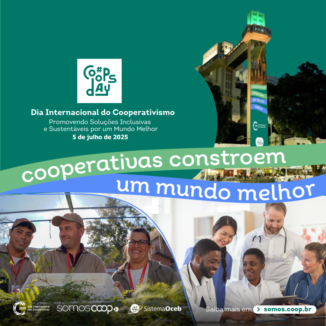 Elevador Lacerda iluminado para o Dia Internacional do Cooperativismo 